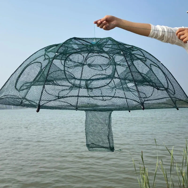 24/20/16/12/10/8/6/4 Holes Portable Fishing Net Shrimp Cage Nylon Foldable Fish Trap Folding Outdoor Automatic Collapsible