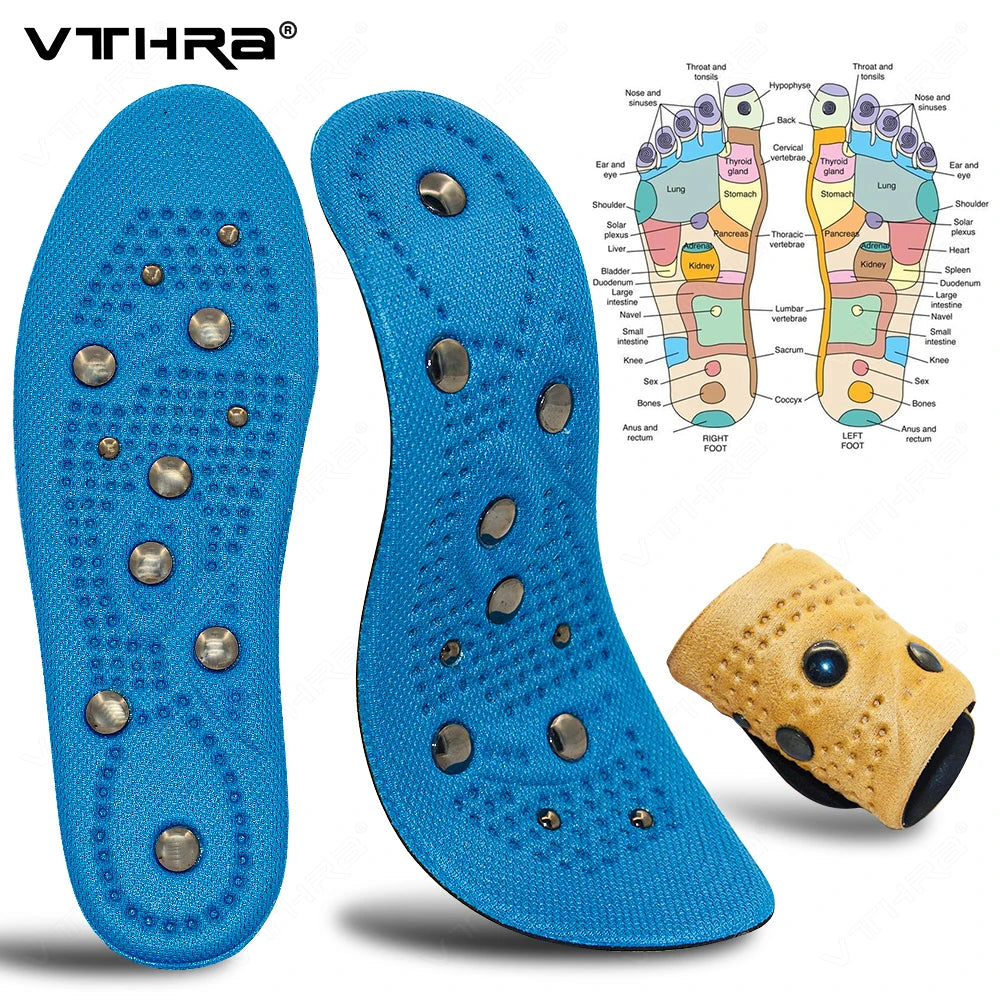 VTHRA Magnetic Therapy Foot Acupressure Insoles High-Quality Men Women Soft Sport Cushion Inserts Sweat-absorbing Deodorant Pads