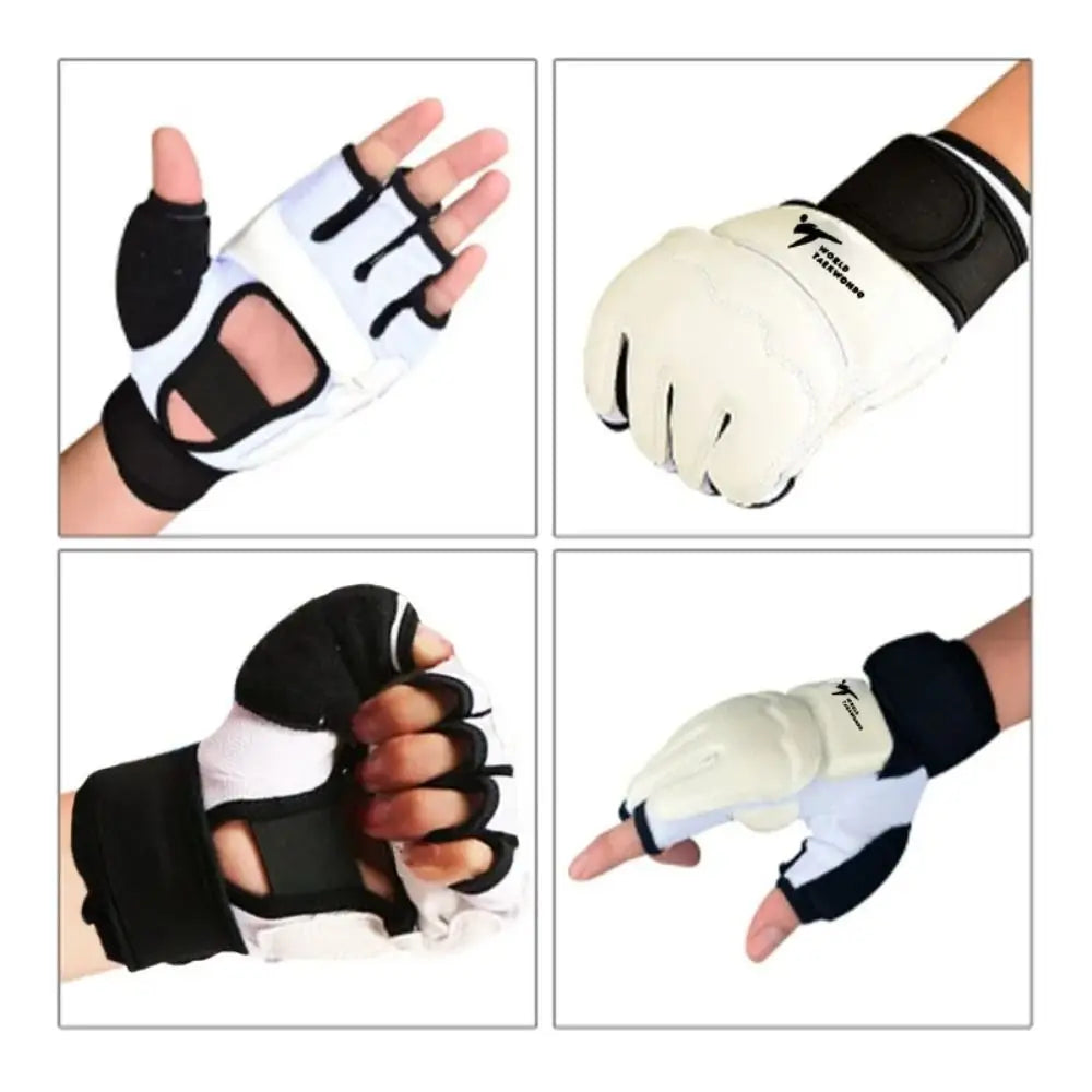 Half Finger Boxing Gloves PU Leather Karate Muay Thai Training Taekwondo Gloves Foot Protector Workout Gloves