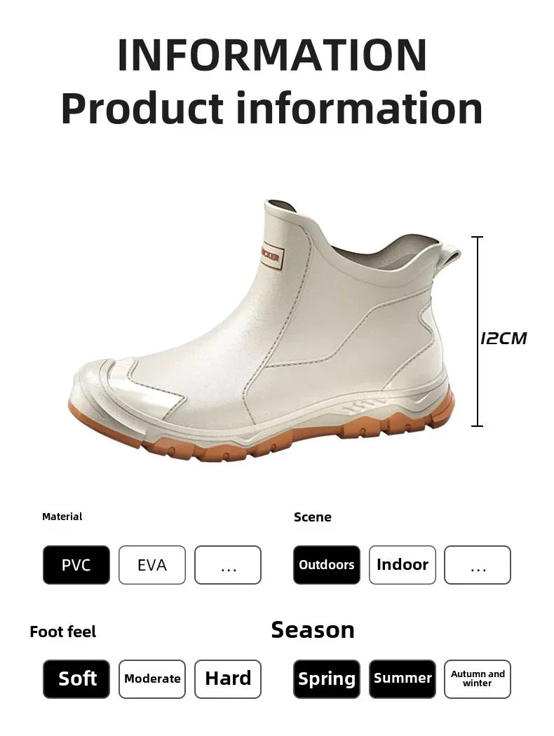 Waterproof Cross-Border Men's Rain Shoes Fashionable Short Socks Thickened Warm Rubber Work Anti-Slip Fishing Kitchen Rain Boots