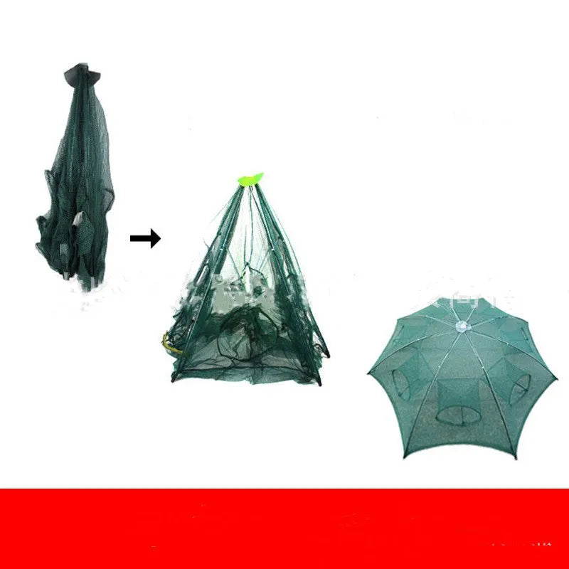 24/20/16/12/10/8/6/4 Holes Portable Fishing Net Shrimp Cage Nylon Foldable Fish Trap Folding Outdoor Automatic Collapsible