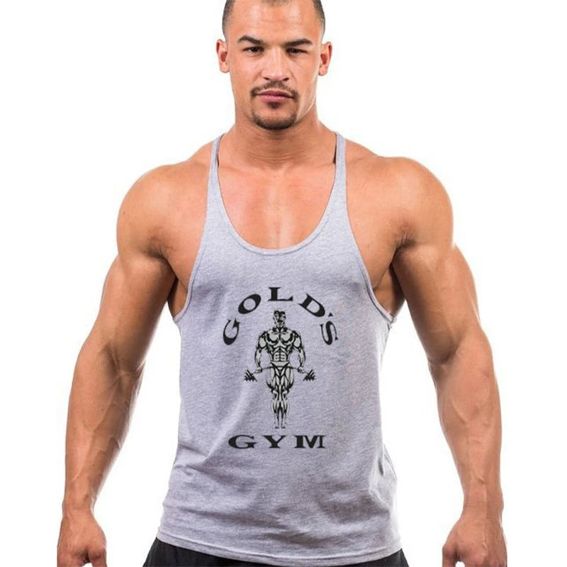 Men Summer Print Workout Tank Tops Gym Workout Shirt Y-Back Sleeveless Muscle Fitness Bodybuilding Training Fashion Sports Shirt