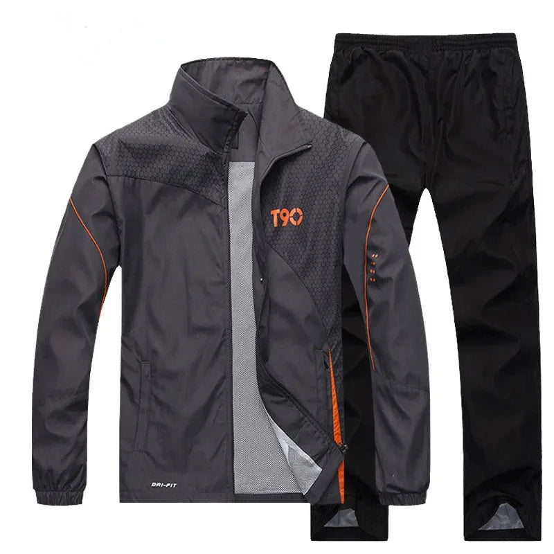 2024 Autumn Men's Gym Sportswear Running Sets 2 Piece Tracksuit Sports Suit Jacket+Pant Male Outdoor Training Workout Clothing