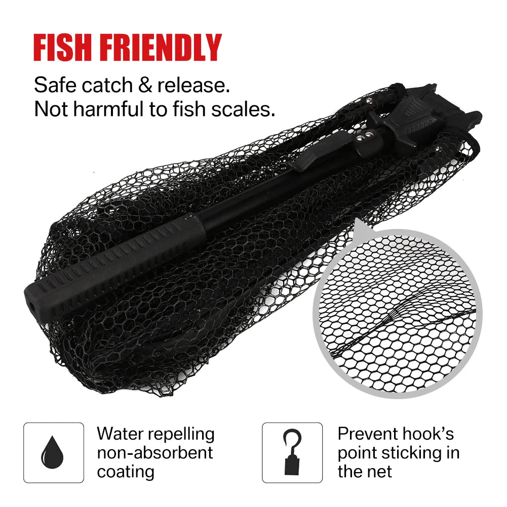 55cm-190cm Telescopic Fishing Net for Salmon Fly Carp Catfish Trout Floating Landing Net Easy Catch & Releasee Foldable