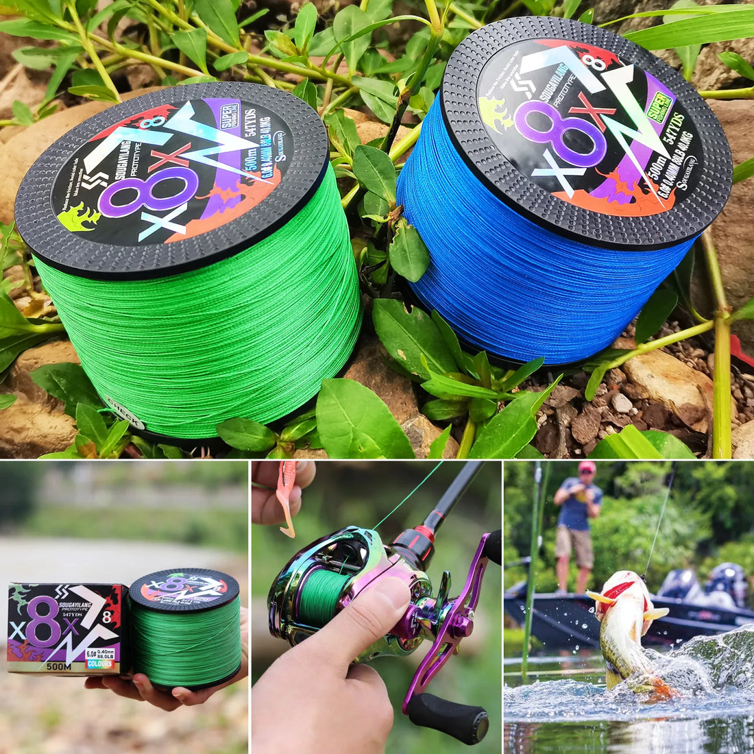 Sougayilang 8 Strands Braided Fishing Line 100M 300M Multifilament Carp Fishing Multifunction PE Fishing Line for 22-88LB Pesca