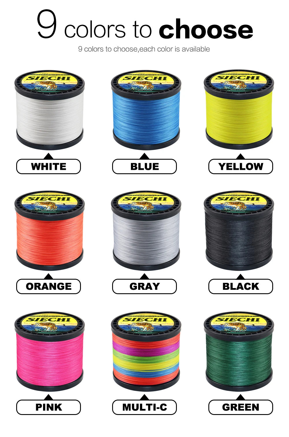 SIECHI Strong 300M-1000M 12 Strand Weaves PE Braided Fishing Line Multifilament 12 Braid Wire 33-150LB Carp Fishing Accessories