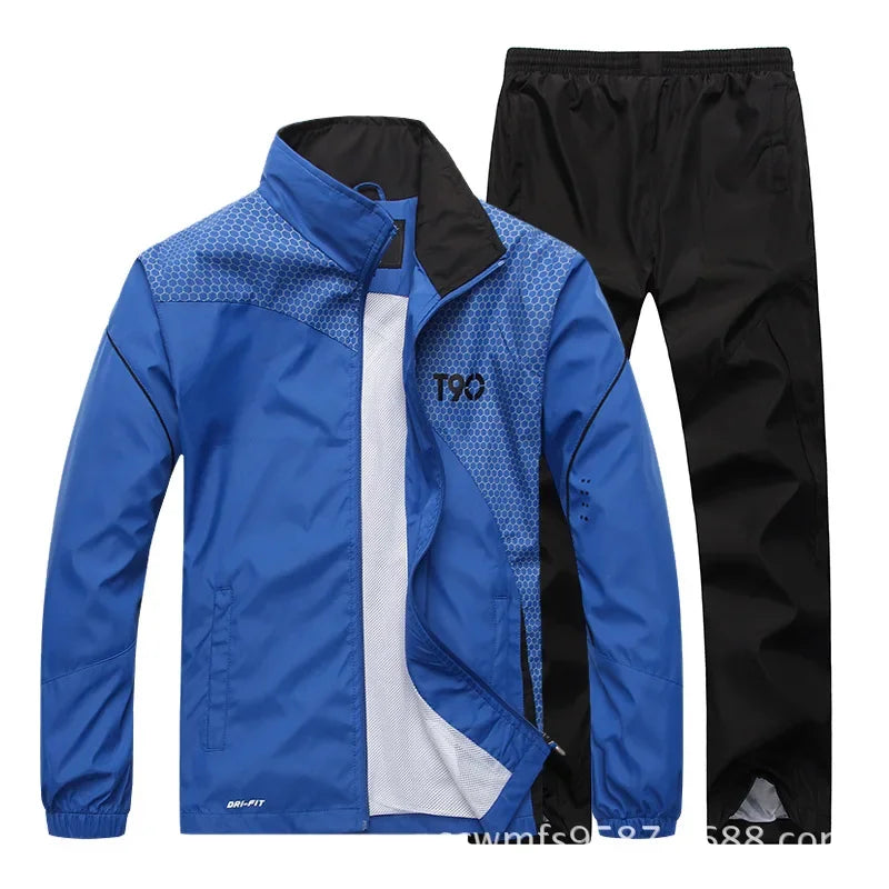 2024 Autumn Men's Gym Sportswear Running Sets 2 Piece Tracksuit Sports Suit Jacket+Pant Male Outdoor Training Workout Clothing