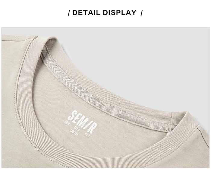 SEMIR T-shirt Men 2024 Spring New Daily Simple Commuting Casual Classic Trendy Solid Color Round Neck Short-sleeved T-shirt