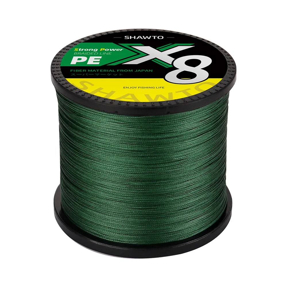 Shawto X8 Strong 300M 1000M 8 Strand Weaves PE Braided Fishing Line Multifilament Japan Wire 14-100LB Carp Fishing Accessories