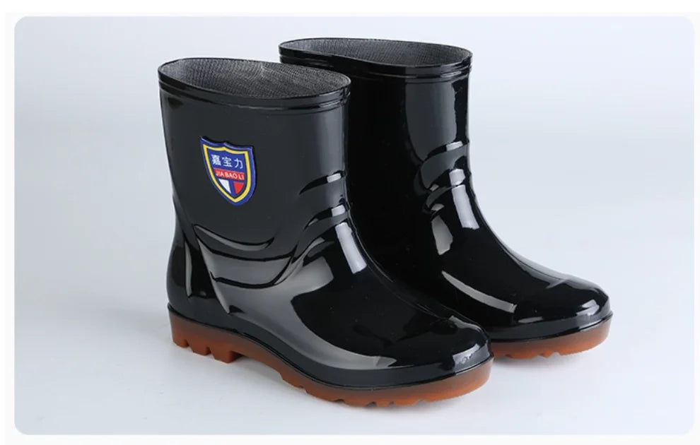 Men's Rain Boots Round Toe Wedge Wear-resistant Plastic Water-proof Rain Boots Tendon Bottom Hot Selling Fishing Boots Non-slip