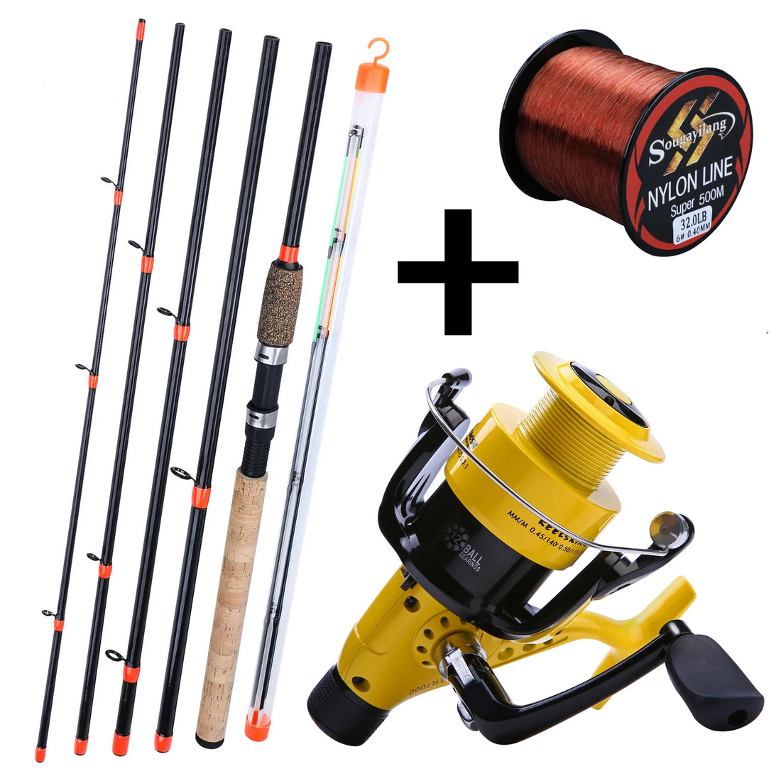 Sougayilang 3M Spinning Fishing Rod Combo L M H Power Feeder Carp Fishing Rod and 11+1BB Carp Fishing Reels Rod Line Set