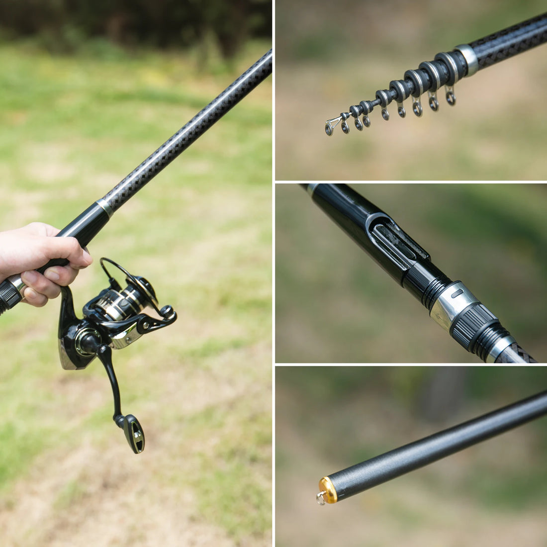 Gouture FIERY-Telescopic Rock Fishing Rod High Density Carbon Fiber Rods Portable with Storage Bag 3.6-7.2m 30T New Fishing Rods