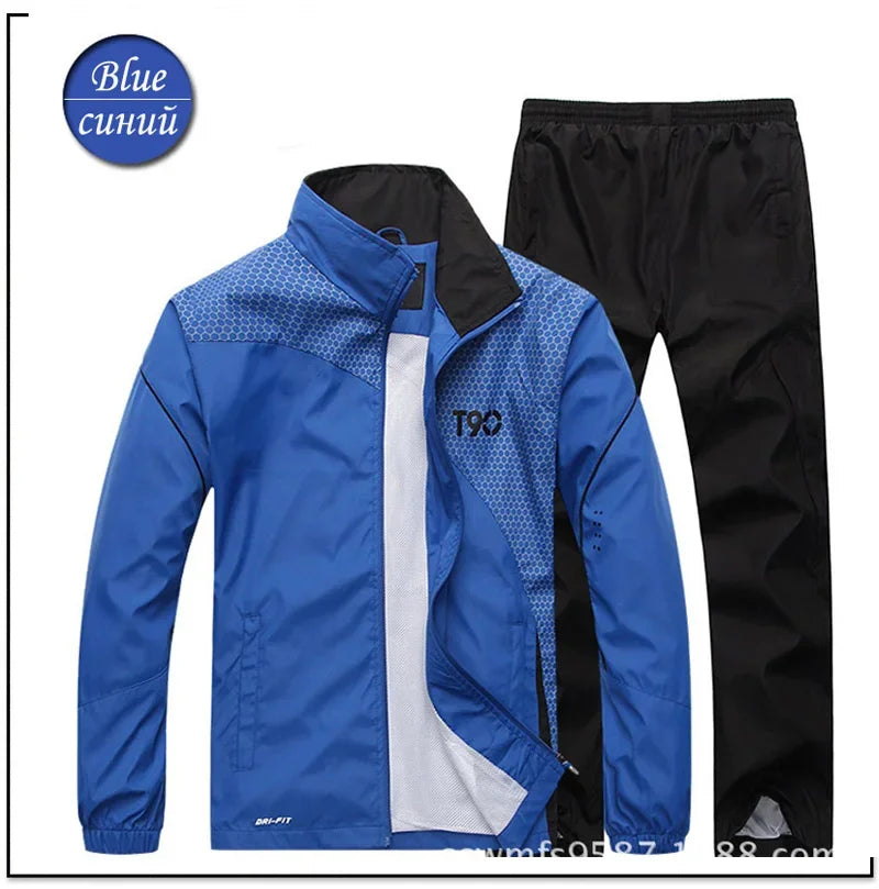 2024 Autumn Men's Gym Sportswear Running Sets 2 Piece Tracksuit Sports Suit Jacket+Pant Male Outdoor Training Workout Clothing