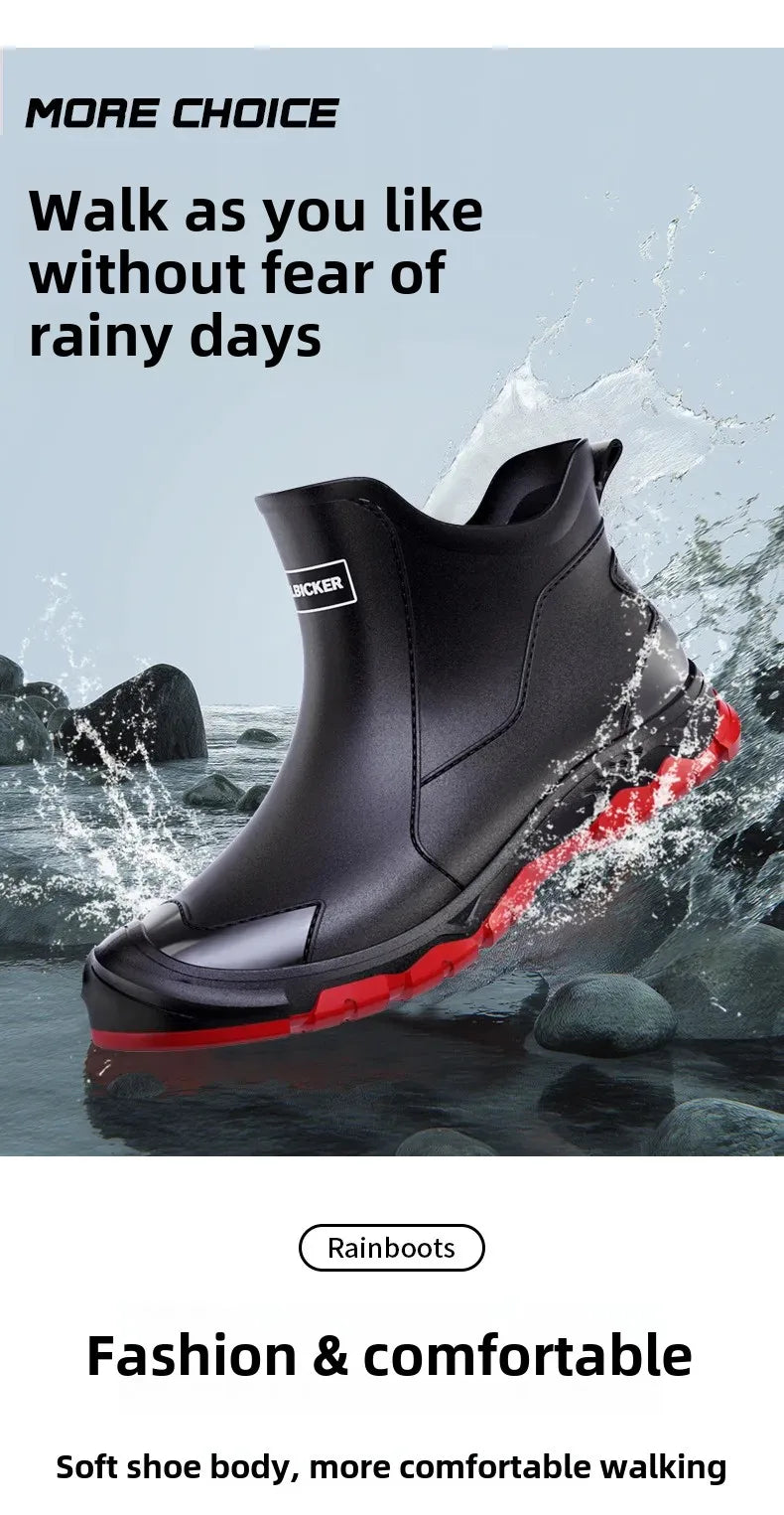 Waterproof Cross-Border Men's Rain Shoes Fashionable Short Socks Thickened Warm Rubber Work Anti-Slip Fishing Kitchen Rain Boots