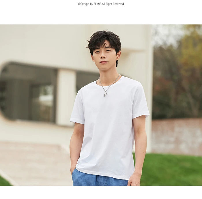 Semir Unisex T-shirt  Short Sleeve Men T-Shirt Cotton 2024 Summer New Man Clothing Is Thin And Versatile T Shirt Solid Color