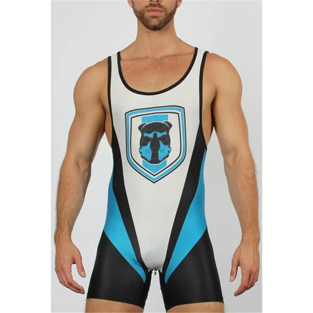 Summer Men's Wrestling Singlets Suits One-piece Powerlifting Sleeveless Gym Sport Fitness Clothing Boxing Tight Singlet Suit