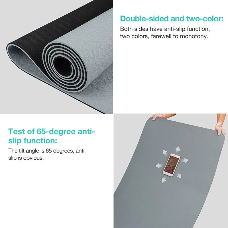 Yoga mat 1/3 inch super thick yoga mat double-sided non-slip, professional TPE yoga mat, suitable for yoga, Pilates and floor ex