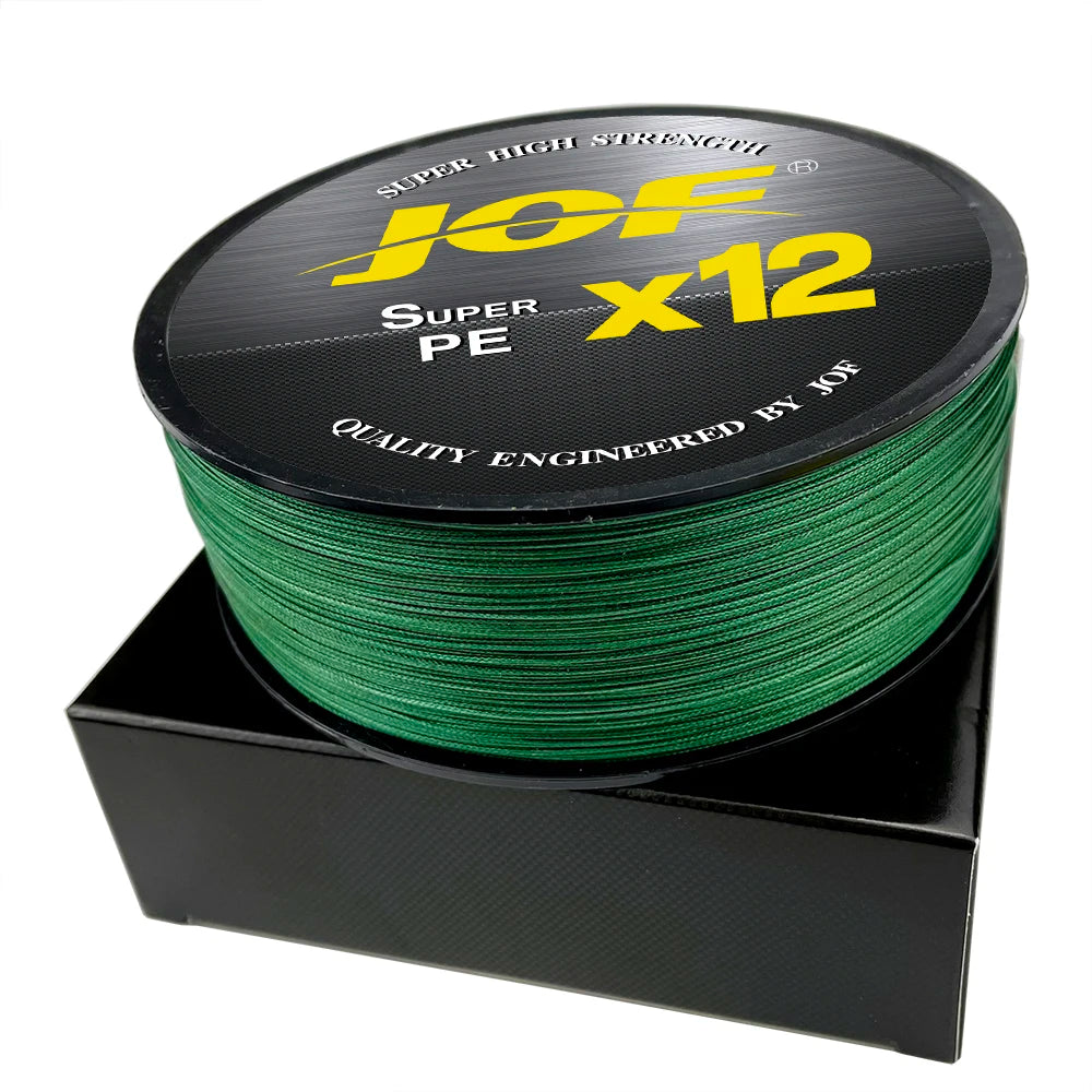 JOF X12 Upgraded Braided Fishing Lines Super Strong 12-strand Multifilament PE Line 100M 300M 500M 25LB 30LB 39LB 50LB 65LB 92LB