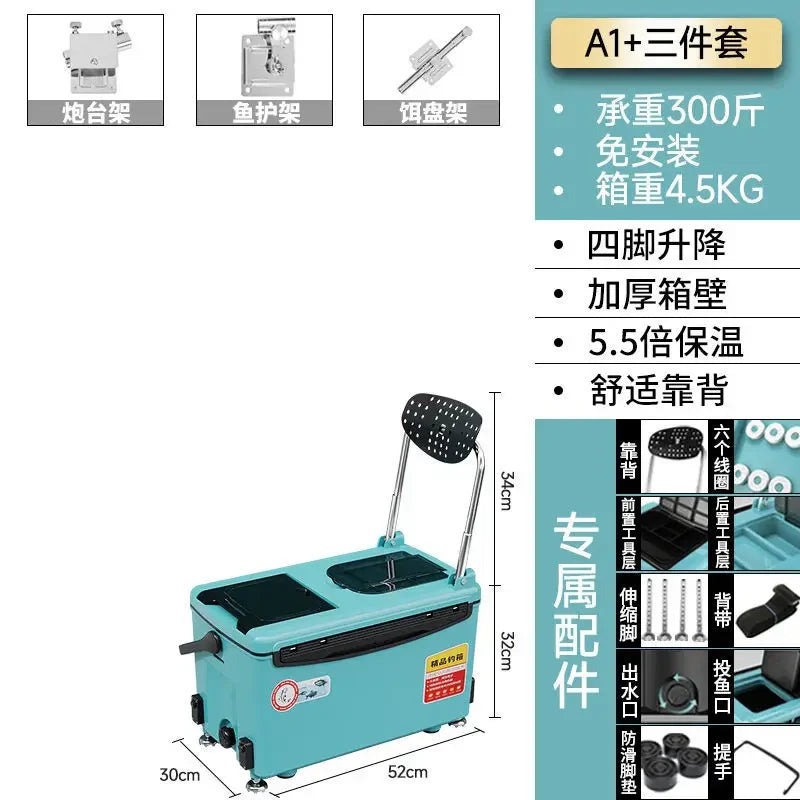 36L Fishing Ice Box Cooler With Chair Multifunctional Refrigerated Storage Cooler Box Ultra-light Full Set of Fishing Tackle Box