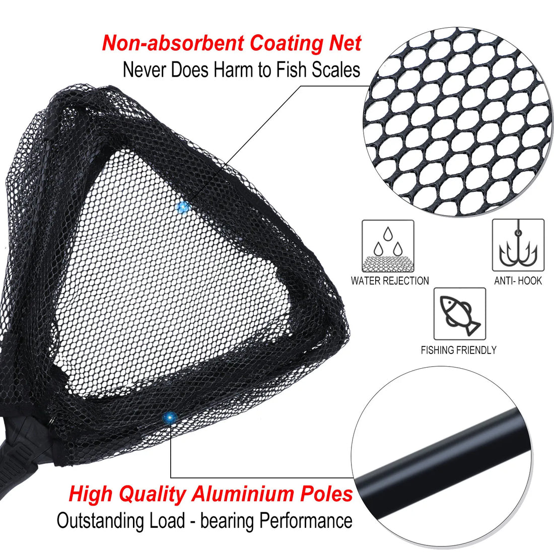 Sougayilang Fishing Tool Net Fishing trackle 75/95/115cm Portable Retractable Folding Fishing Net for Bass Carp Trout Fishing