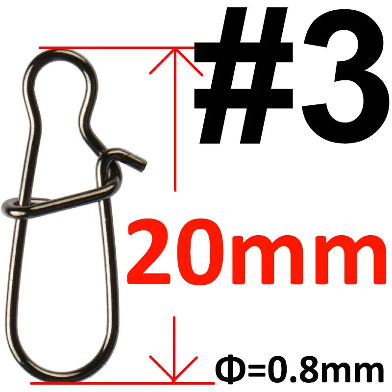 50 or 100 pcs Stainless Steel Fishing Snap Hooked Snap Pin Fastlock Clip Accessories Tackle for Barrel Swivel Lure hook