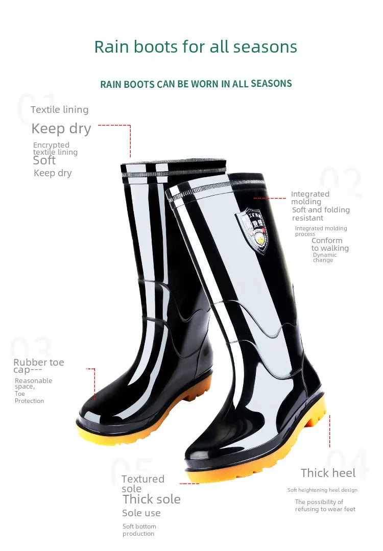 Men Oxford Cloth Thickened High Tube Rain Boots Fishing Water Shoes Construction Sites Outdoor Activities