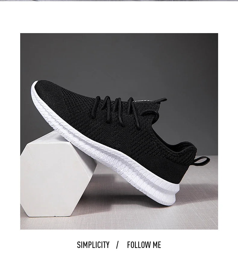 Fujeak Ultralight Running Shoes for Men Casual Breathable Mesh Sneakers Anti-slip Fashion Solid Colour Men's Shoes Plus Size 46