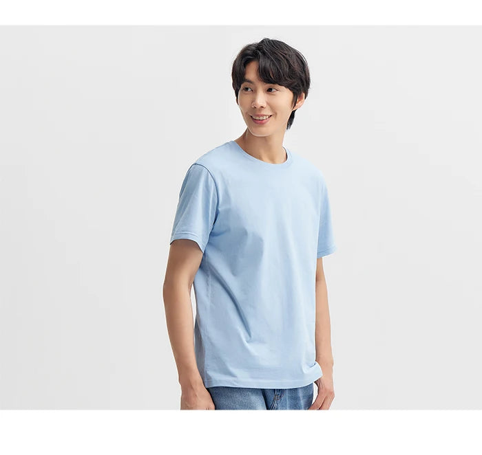 Semir 2024 Short-Sleeved T-Shirt Men Spring New Pure Cotton Bottoming Shirt Simple Commuting Casual Top Solid Color Round Neck