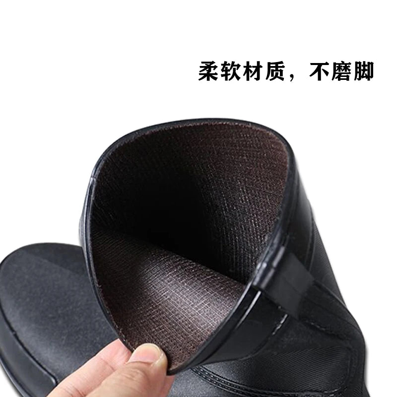 New rain boots for men non-slip wear-resistant take-out riding rubber shoes fishing mid-tube plus velvet winter waterproof shoes