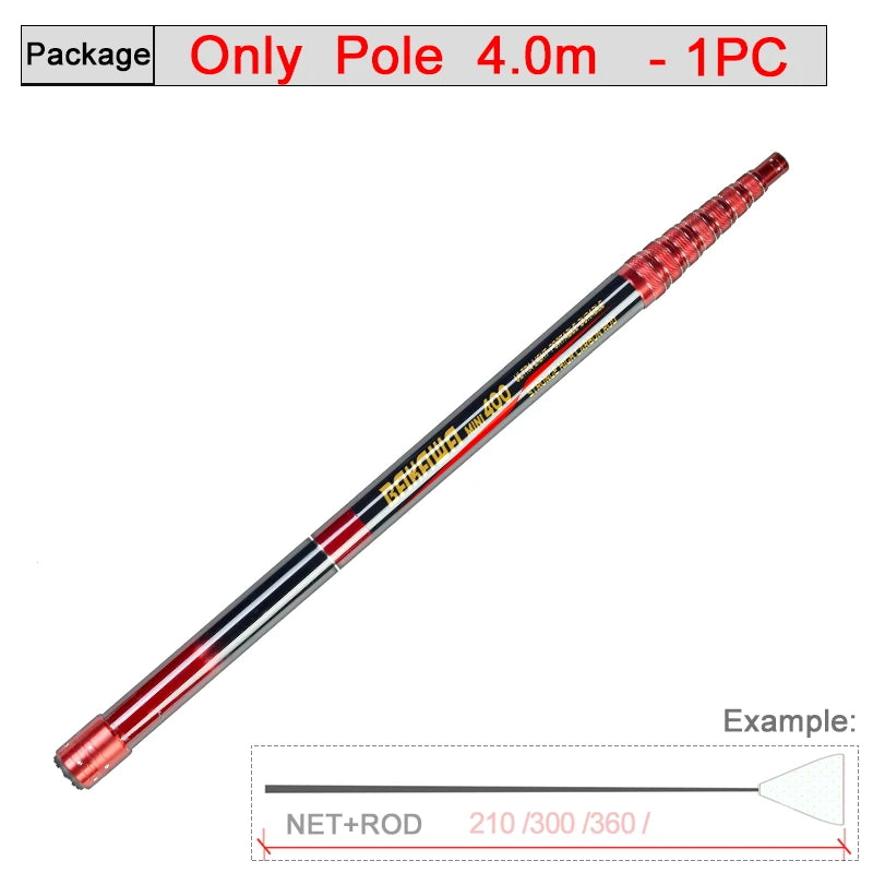 JOSBY Fishing Net Telescoping Foldable Landing Net Pole Lightweight Carp Carbon Fiber Folding Sea Hand Dip Net 3M/4M/2.1M Tackle