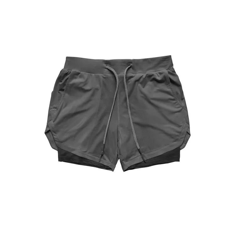 Men's 2 in 1 Running Shorts Male Camo Workout Shorts Training Yoga Gym Sportswear Pants Sport Short Pants with Phone Pockets