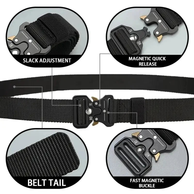 Men Belt Outdoor Hunting Outdoor Work Training Belt Woven Belt Canvas Multi Function Belt Denim Belt