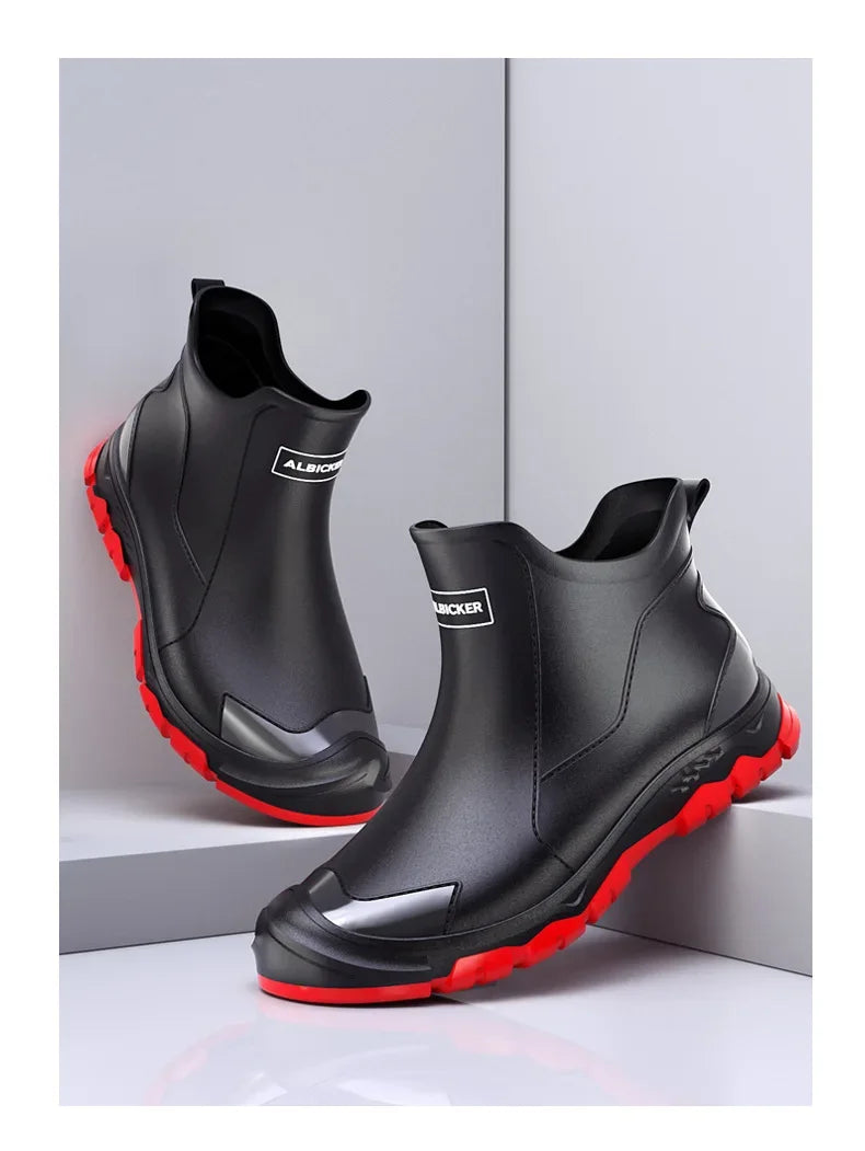 Waterproof Cross-Border Men's Rain Shoes Fashionable Short Socks Thickened Warm Rubber Work Anti-Slip Fishing Kitchen Rain Boots