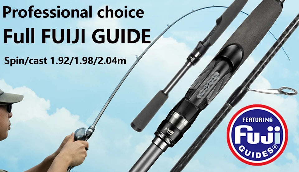 LINNHUE Fishing Rod TS Fuji Guide Lure Rod 1.68-2.7m 2/3 Section Carbon Fiber Light Spinning Rod Baitcasting Rod Gift Rod Cover