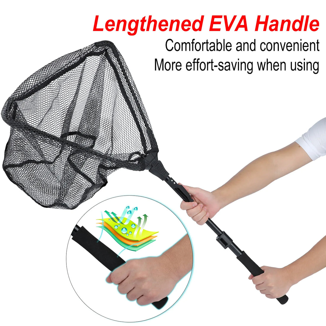 Sougayilang Fishing Tool Net Fishing trackle 75/95/115cm Portable Retractable Folding Fishing Net for Bass Carp Trout Fishing