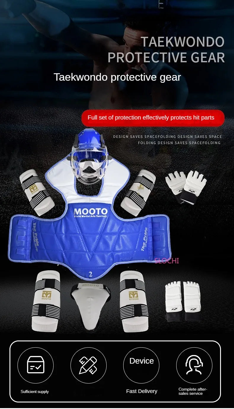 Taekwondo Protective Gear Combat Actual Combat Equipment Full Set Protective Gear Training Set Thicken Competition Martial Arts