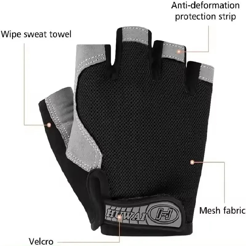 Professional Gym Fitness Breathable Anti-Slip Women Men Half Finger Summer Fishing Cycling Fingerless Gloves Female Bicycle Bike