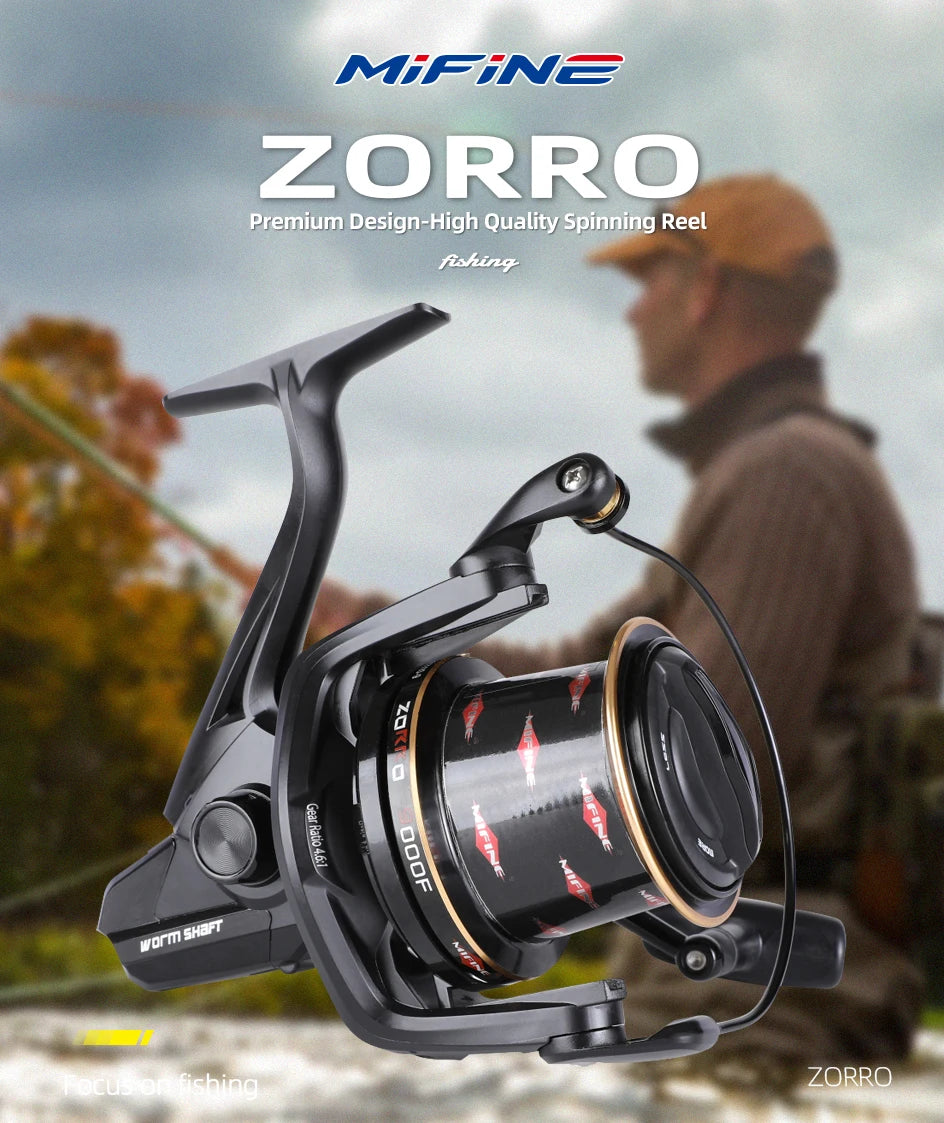 MIFINE ZORRO Spinning Fishing Carp Reel 8000-10000 Series Spool Coil Saltwater Reel 18KG Max Drag Professional Metal 6+1BB Wheel