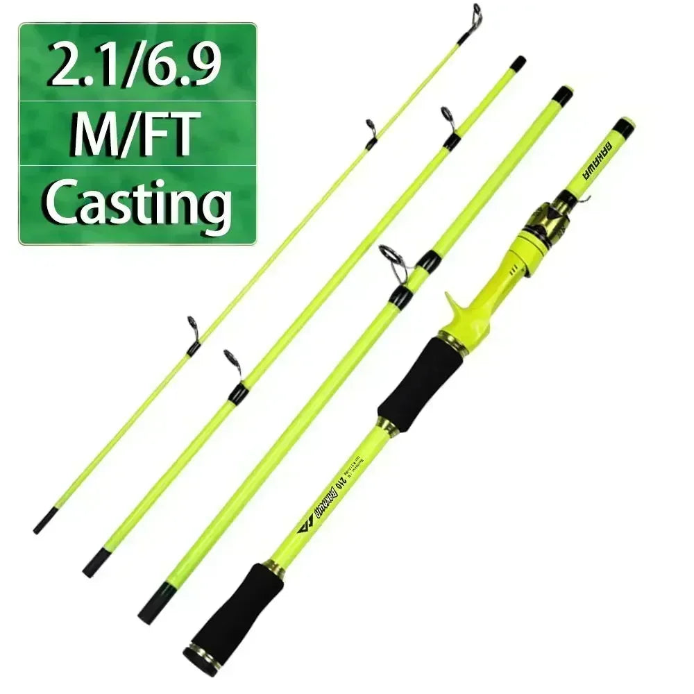 BAKAWA Casting Spinning Fishing Rods 1.8M 2.1M EVA Handle Baitcasting Fish Rod 4 Sections UltraLight Travel Feeder Pole Pesca