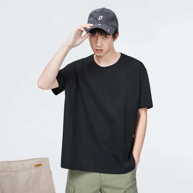 SEMIR T-shirt Men 2024 Spring New Daily Simple Commuting Casual Classic Trendy Solid Color Round Neck Short-sleeved T-shirt