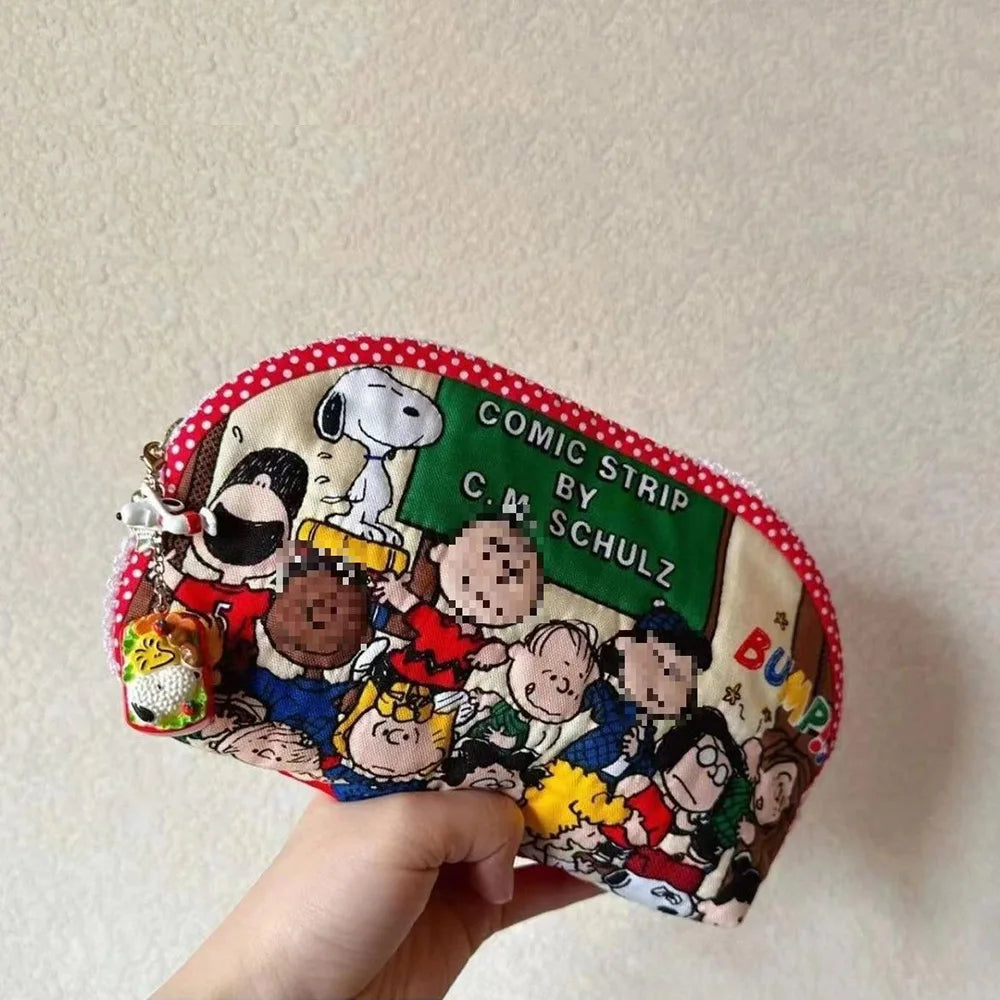 Snoopy Cute Cartoon Canvas Bags Kawaii Anime Storage Bags Students Pencil Case Fashion Coin Purses Birthday Gifts For Friends