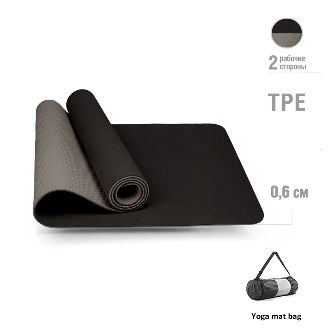 Yoga Mat,Double-Sided Non Slip Eco Friendly Fitness Exercise Mat with Strap TPE YogaMats for Women Men,for Yoga,Pilates,Exercise