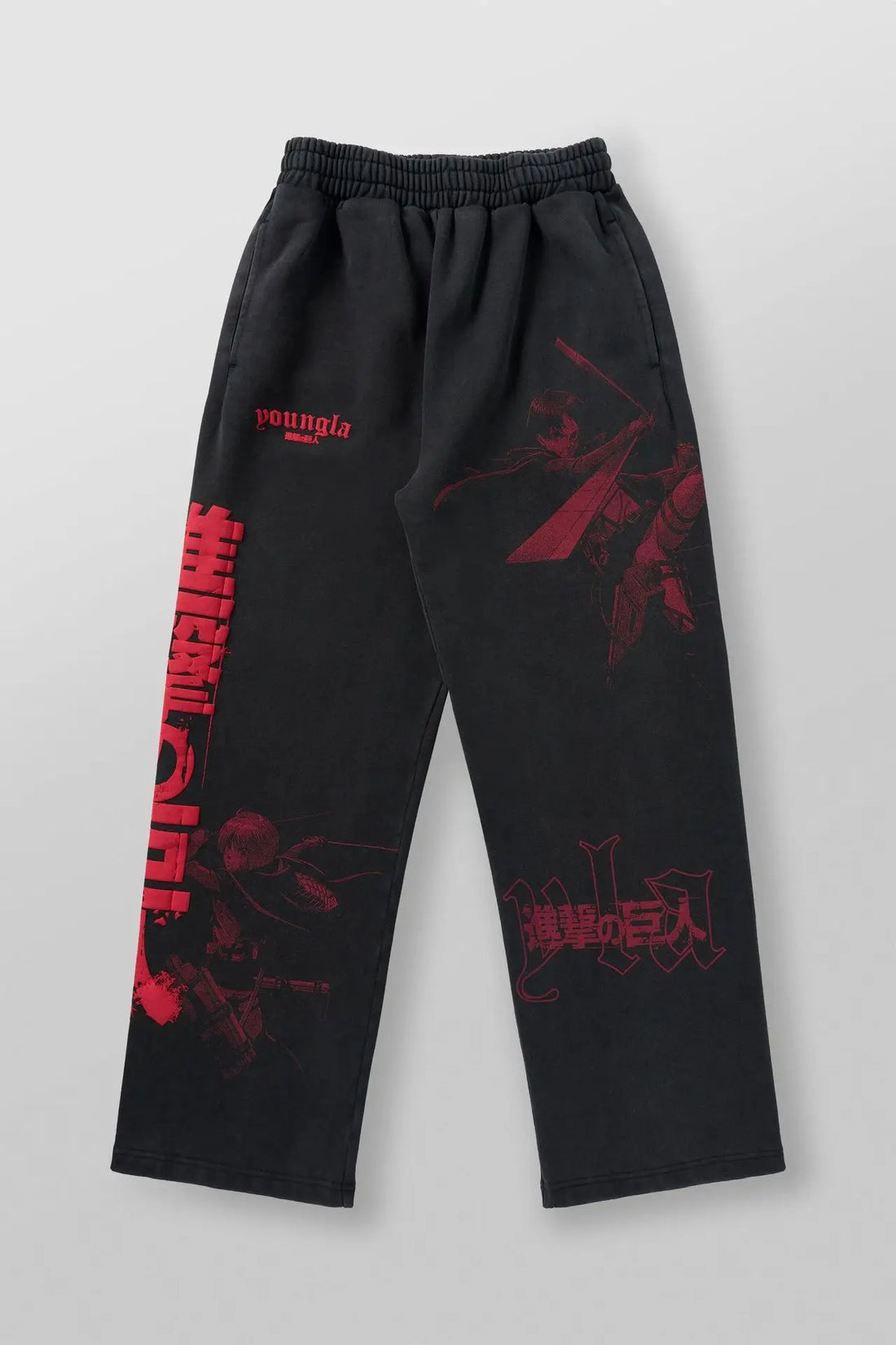 Young American trendy sweatpants collaboration anime joggers cotton terry print wide-leg casual pants hip-hop street pants