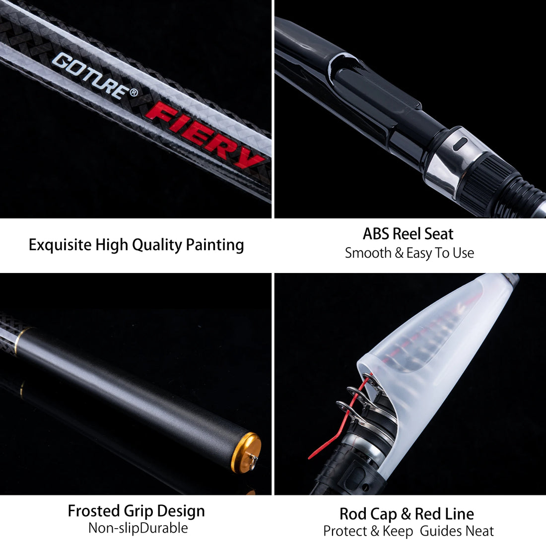 Gouture FIERY-Telescopic Rock Fishing Rod High Density Carbon Fiber Rods Portable with Storage Bag 3.6-7.2m 30T New Fishing Rods