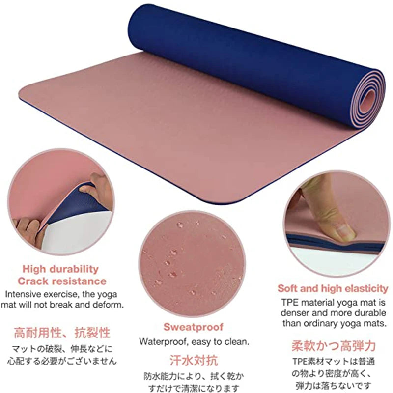 Thick two-color, non-slippery TPE yoga mat, high quality movement for fitness fitness in the home of the tasteless Pad180 * 57cm