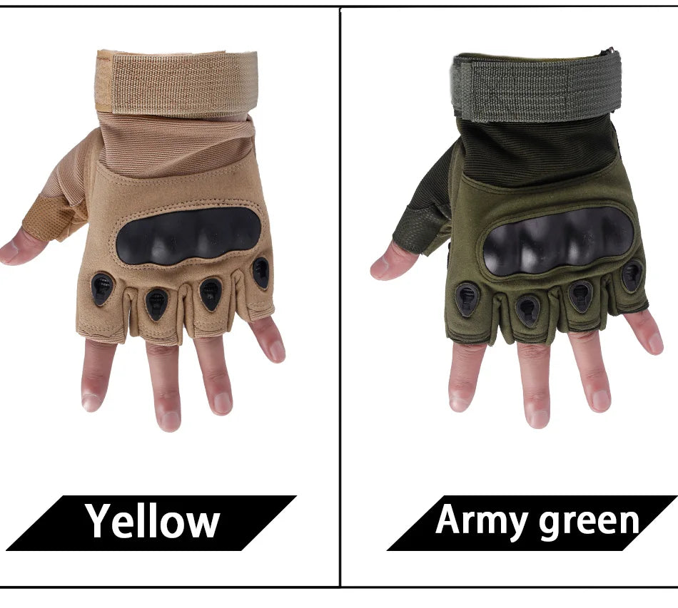 Tactical Hard Knuckle Half finger Gloves Men's Combat Hunting Shooting Paintball Duty - Fingerless