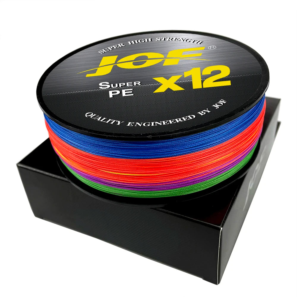 JOF X12 Upgraded Braided Fishing Lines Super Strong 12-strand Multifilament PE Line 100M 300M 500M 25LB 30LB 39LB 50LB 65LB 92LB