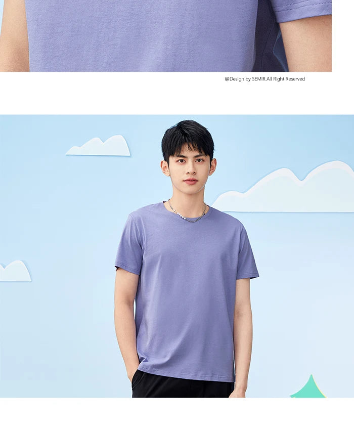 Semir Unisex T-shirt  Short Sleeve Men T-Shirt Cotton 2024 Summer New Man Clothing Is Thin And Versatile T Shirt Solid Color