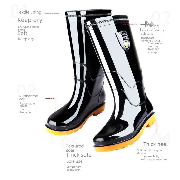 Men Oxford Cloth Thickened High Tube Rain Boots Fishing Water Shoes Construction Sites Outdoor Activities