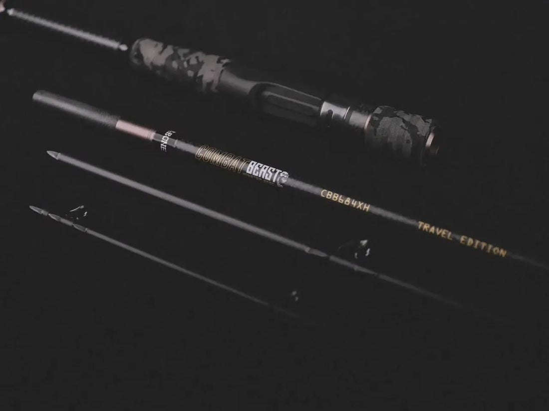 BONE COMBAT BEAST TRAVEL EDITION 4 Piece Fishing Rod Max Bait 100G Portable Rod For Monster With Pouch